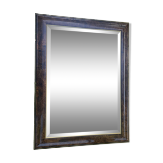 Large mirror with natural wood molding, gold fillet, beveled mirror, (La Gatvinière)