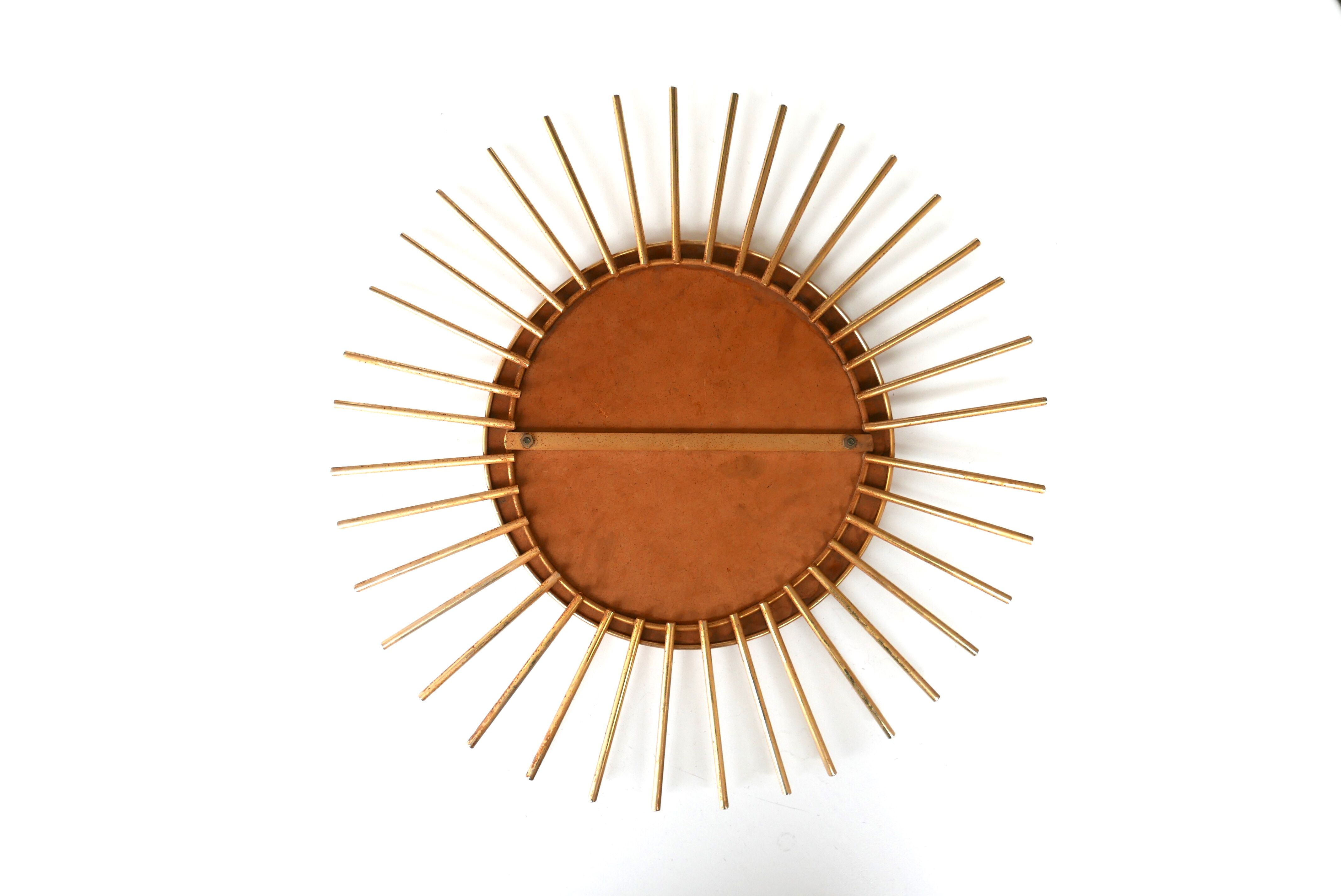 Golden metal sun mirror, 1950s 4àcm