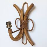 Pair of Louis Sognot rattan wall lights