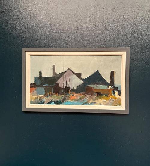 Original Swedish Oil on Canvas – “Huts on the Coast” (Attributed to Kai C.)