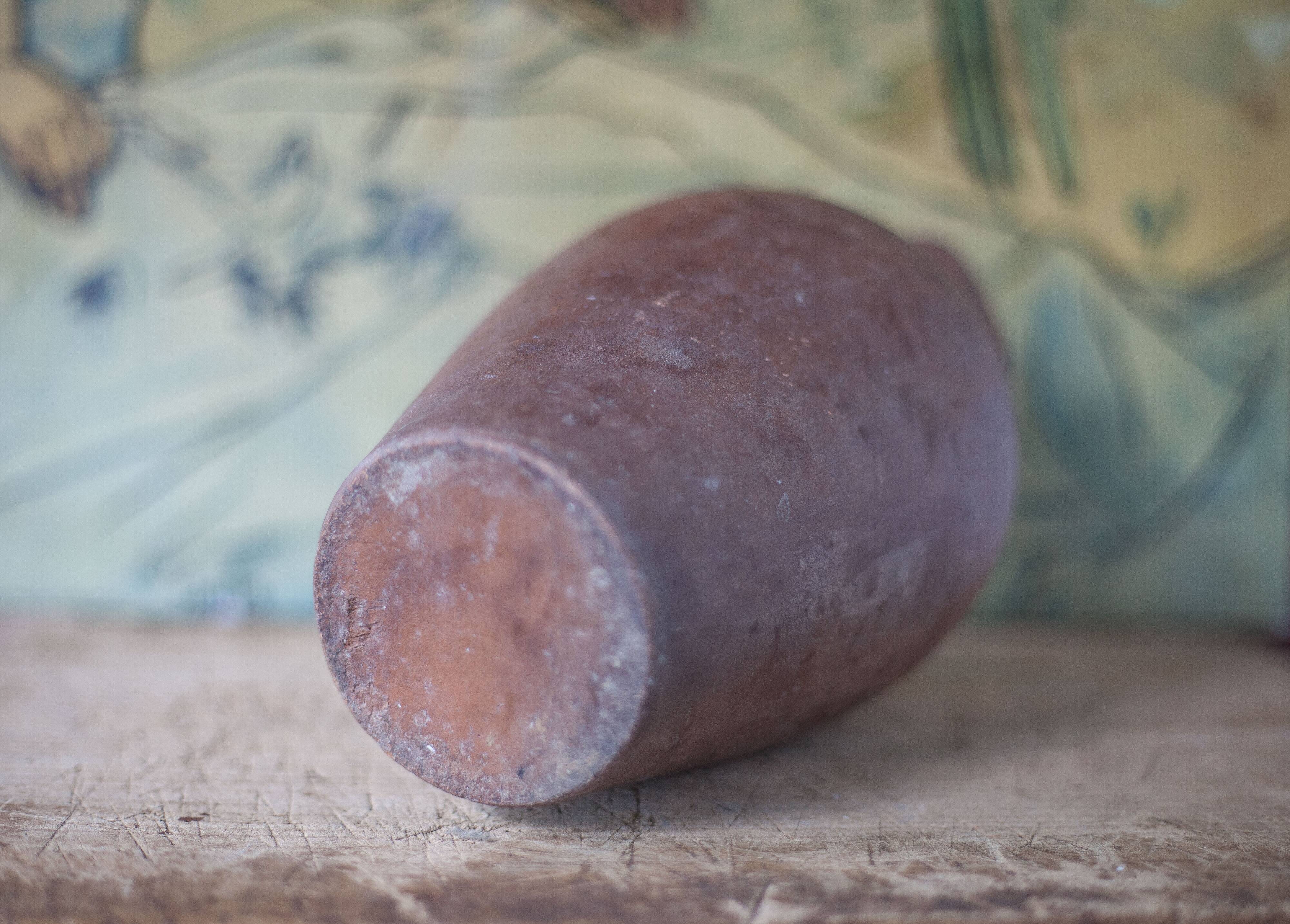 Terracotta jug with vintage handle, terracotta vase, interior decoration, primitive, pitcher