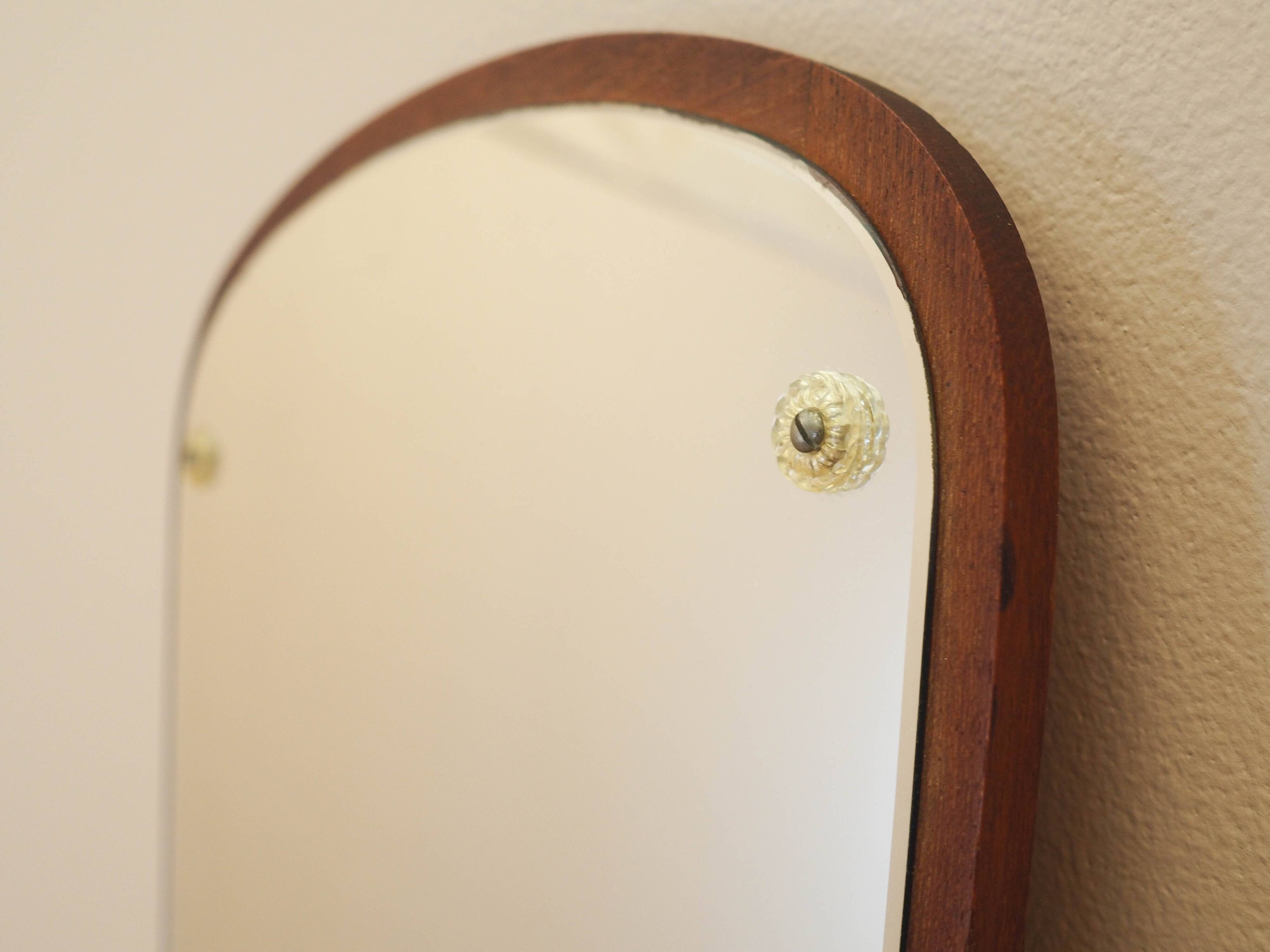 Mirror in a wooden frame, Danish design, 1980s, made in Denmark