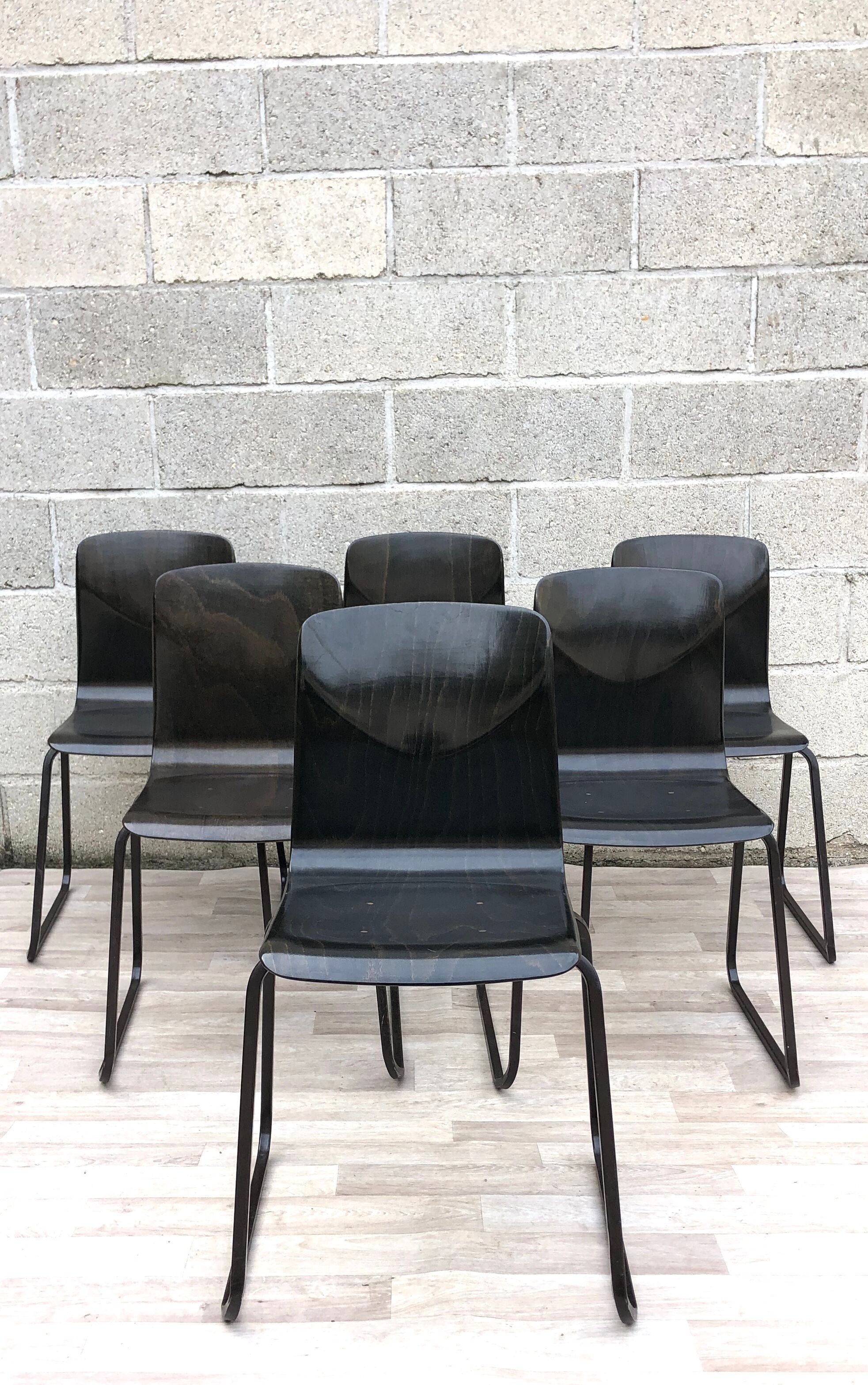 Lot of 6 vintage Galvanitas S23 chairs