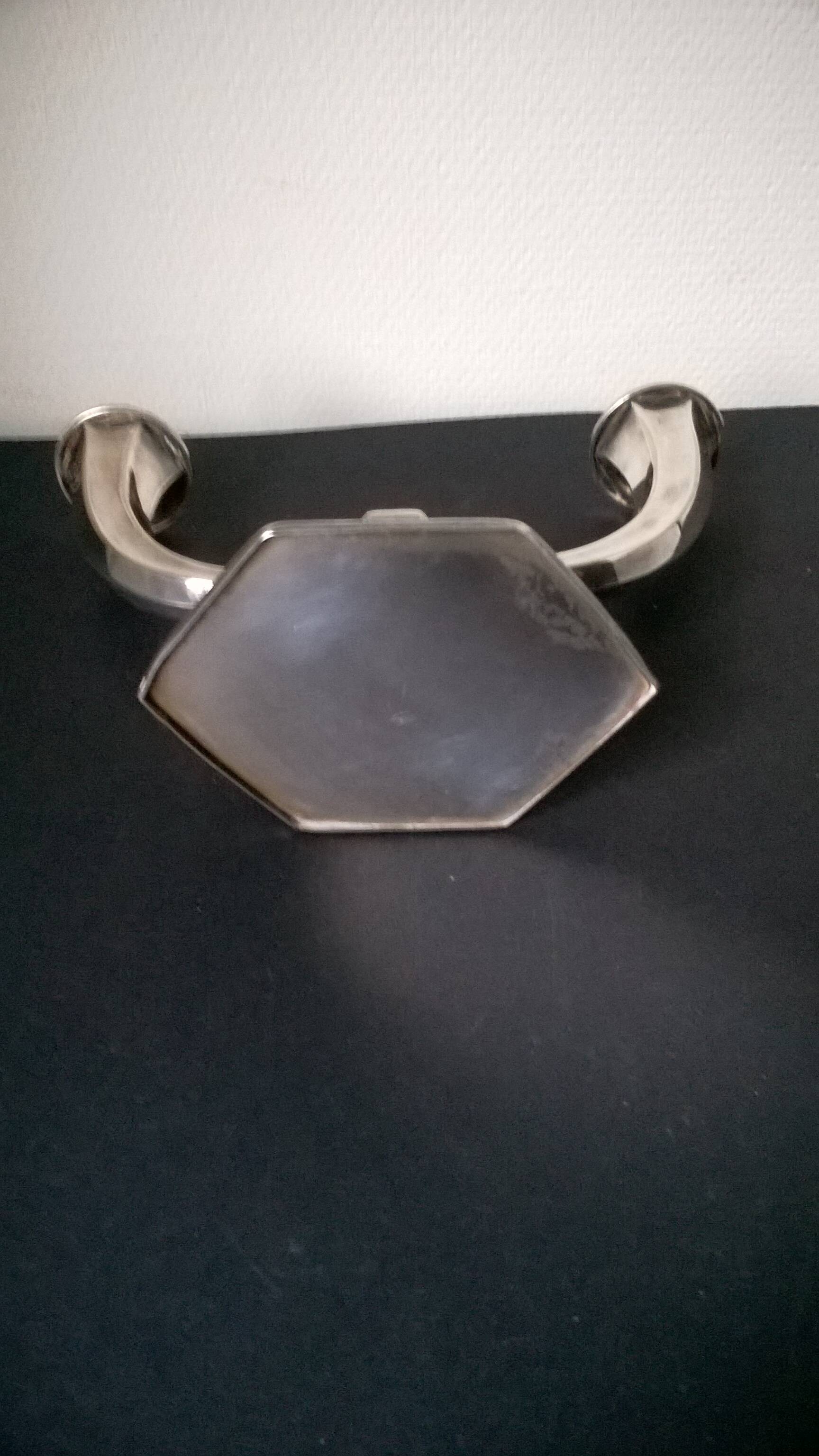 Art Deco silver metal candle holder - candlestick