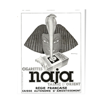 Affiche vintage années 30 Cigarettes Naja