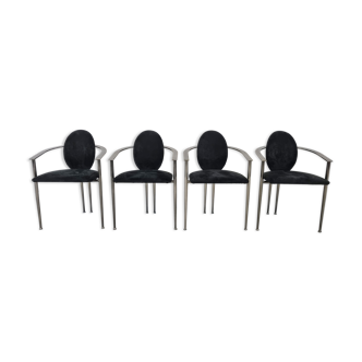 Vintage dining chairs by Belgo chrom, set of 4 - 1980s