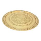 Plateau oriental laiton décor floral signé