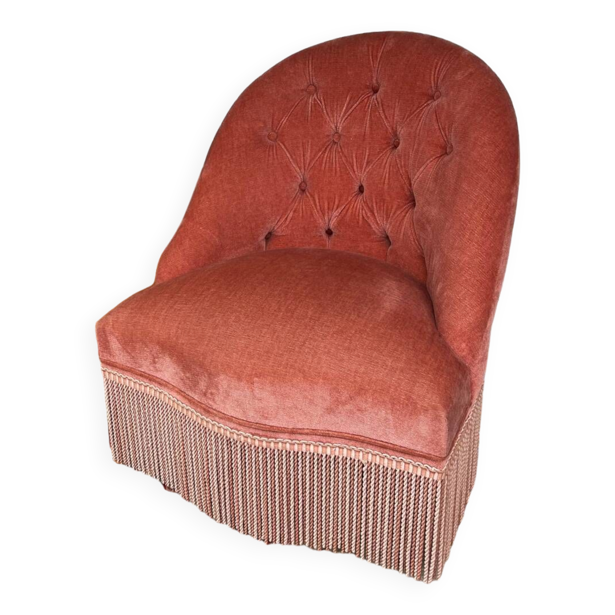 Pink velvet toad armchair