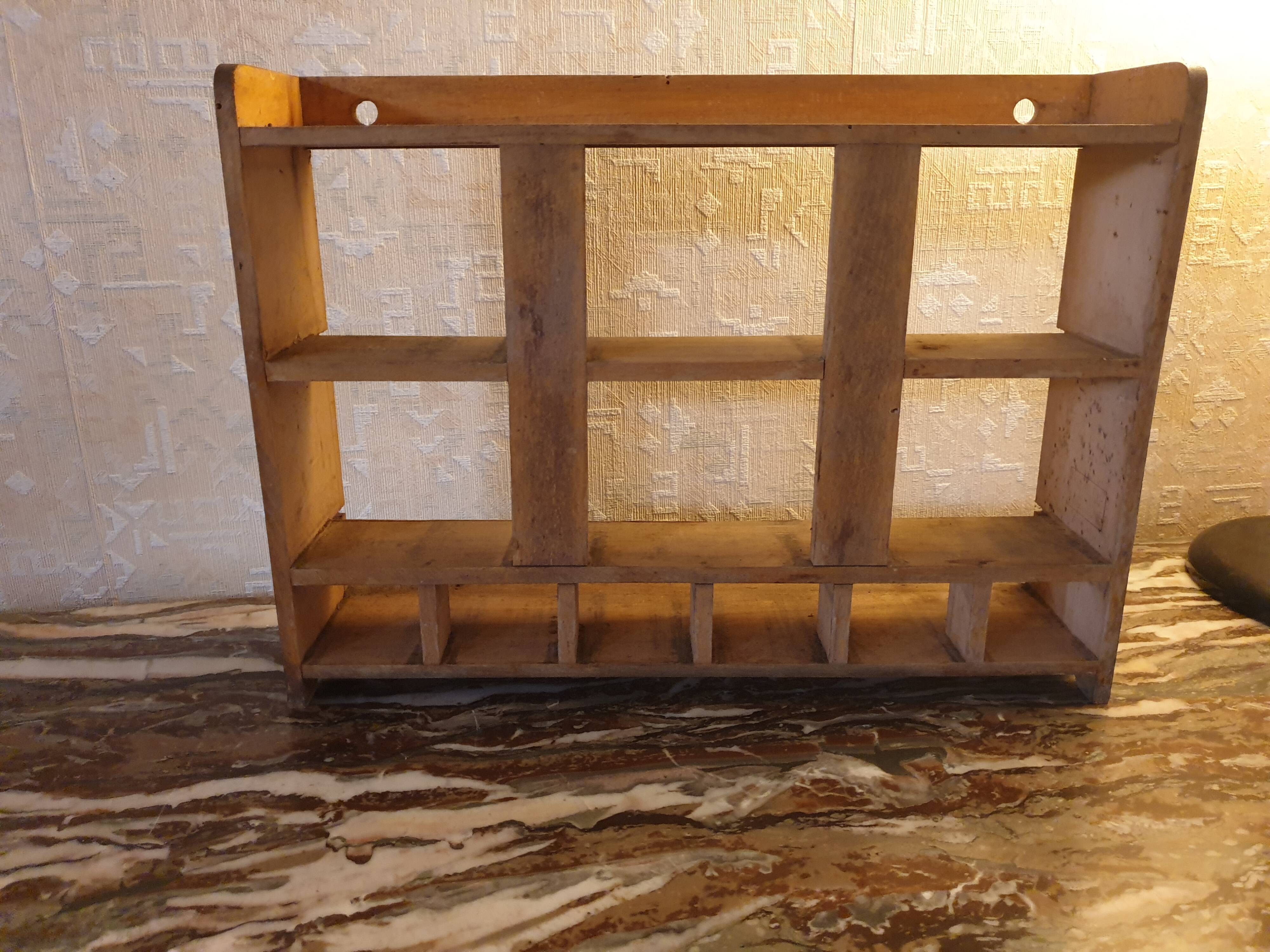 Ceramic and pine spice shelf