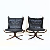 Pair of vintage falcon armchairs by sigurd scandinavian ressel 1970