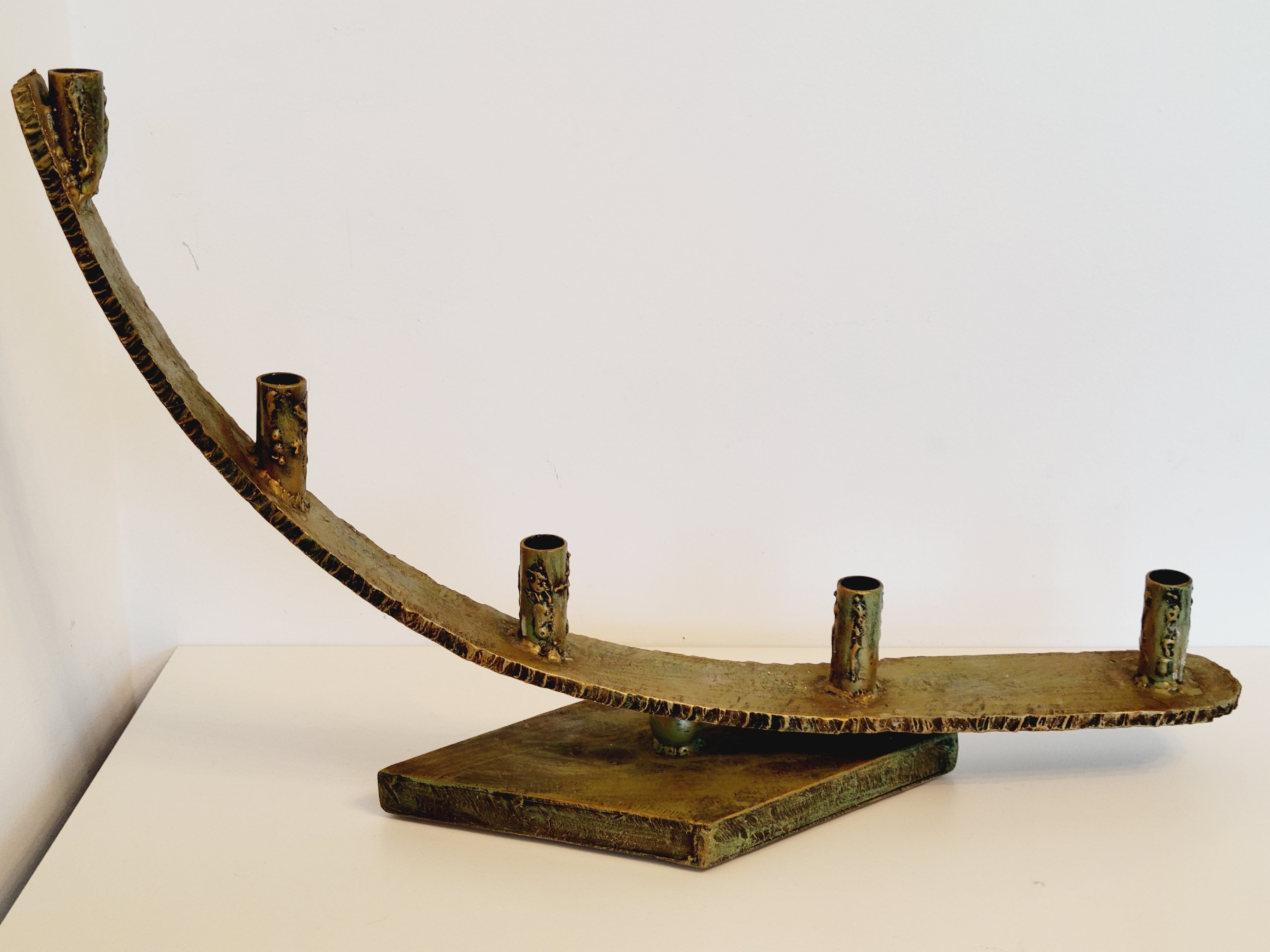 Imposing brutalist art brut iron metal chandelier