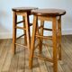 Pair of high stools / bar varnished wood 60-70s