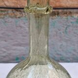 Vintage carafe signed Biot, blown glass, bubbled.