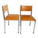 Pair of vintage leatherette and chrome chairs from the 1970s
