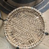 Pair of metal and rope stools