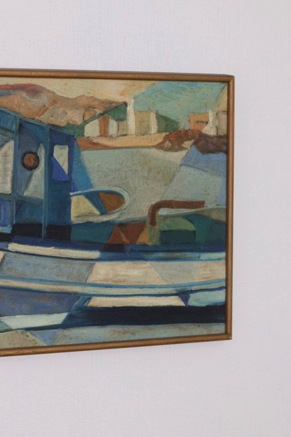 Original  Swedish Oil on Canvas – “Boats” by Kjell Lindberg – Vintage
