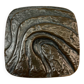 Poignée de porte d'entrée en bronze massif, style brutaliste, style Mid-Century, années 1960