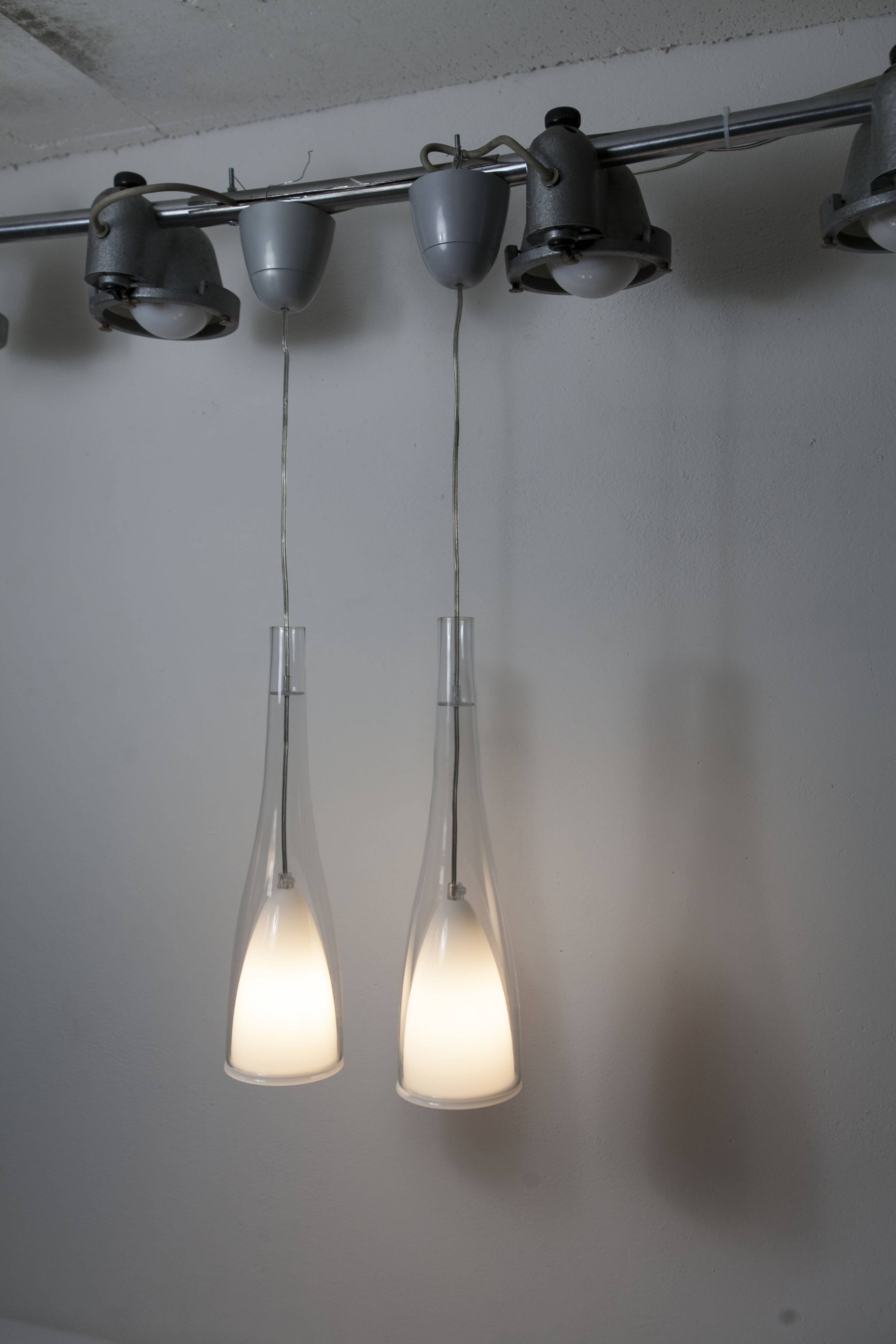 Pair of IKEA klockspel pendant lamps from 1980, cleaned and working