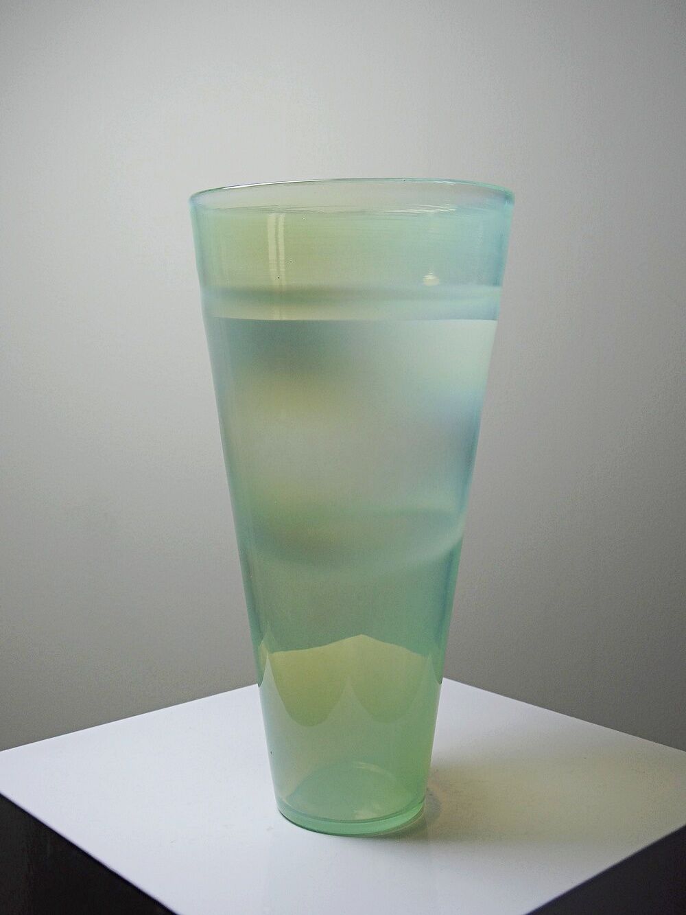 Blown opaline glass vase, Kosta Boda style, vintage Scandinavian design.