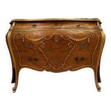Grande Commode Vénitienne galbée en acajou style Louis XV / 20ème siècle