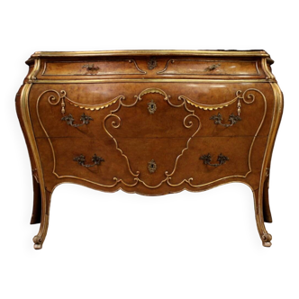 Large curved Venetian chest of drawers in mahogany, Louis XV style / 20th century