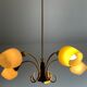 Art deco chandelier 6fires in brass, black metal and opaline