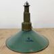 Industrial Green Enamel Military Pendant Lamp with Cast Aluminium Top, 1960