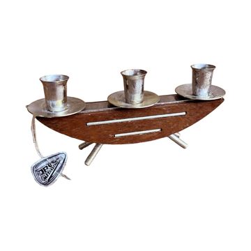 Stylish mid‑century modern candlestick JRUS‑Metall wood+metal German 1960