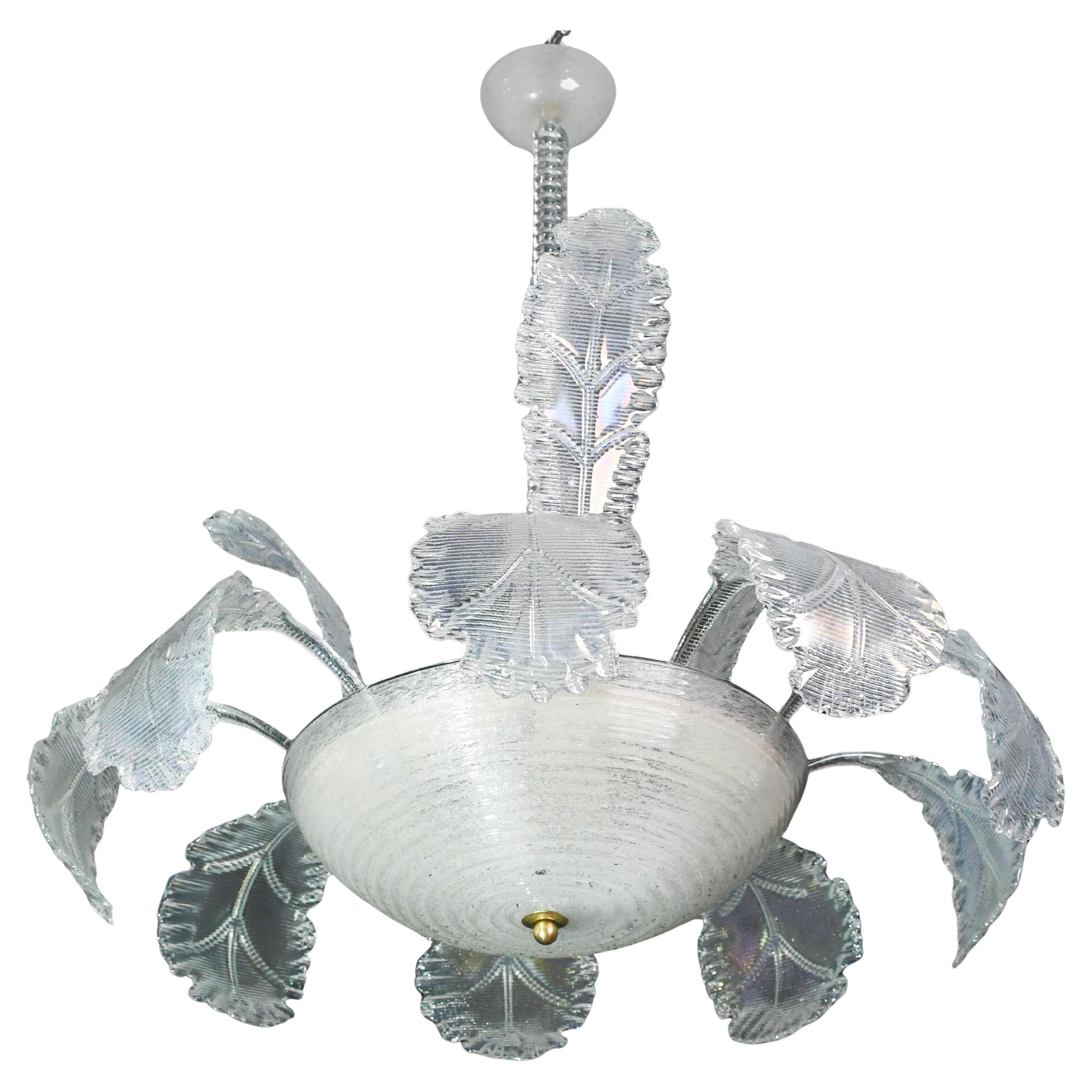 Luxury Barovier & Toso chandelier, Murano Pulegoso glass, 1950s