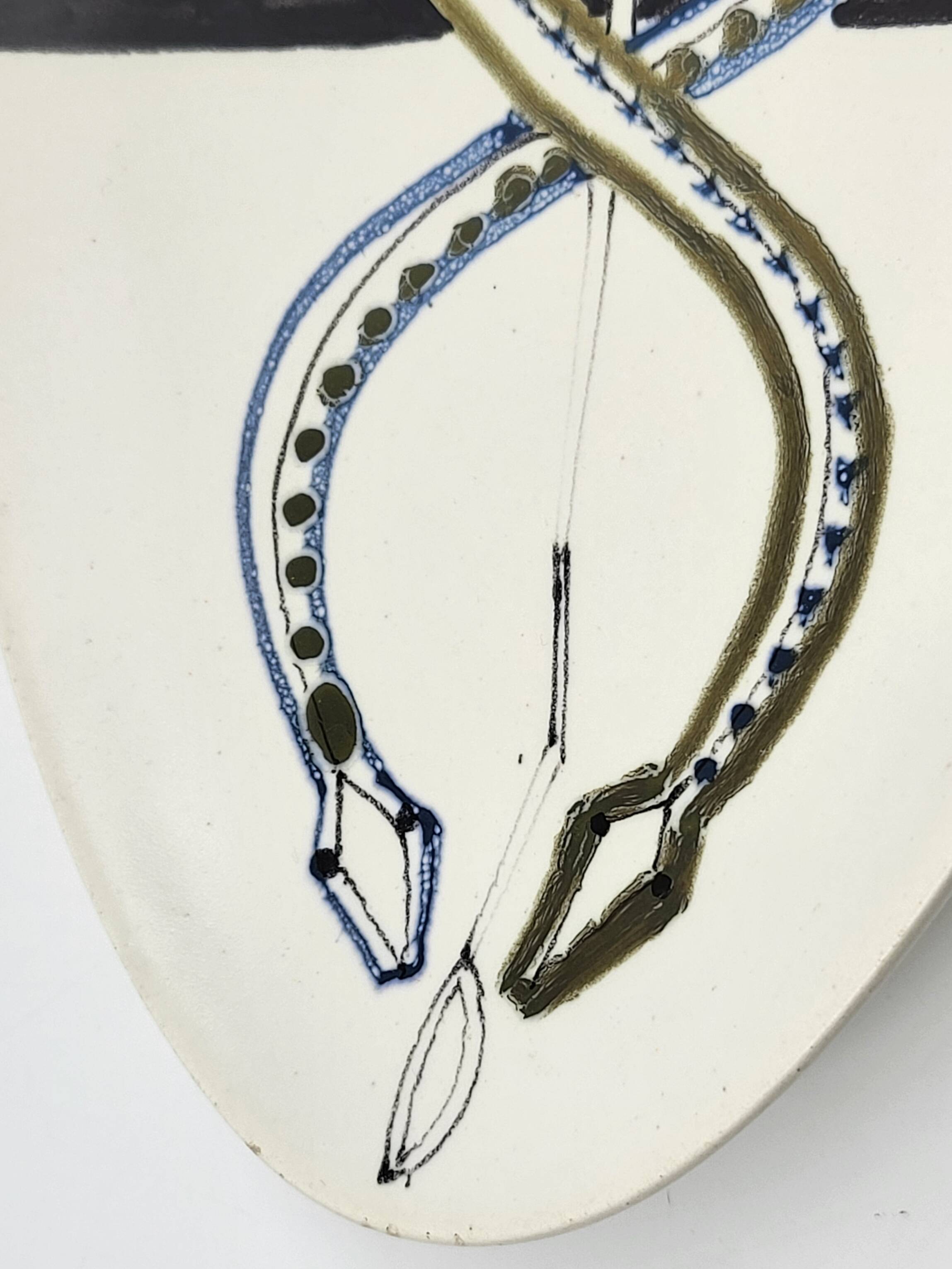 Cup Vide Poche Roger Capron Serpents decor ceramic France 1950