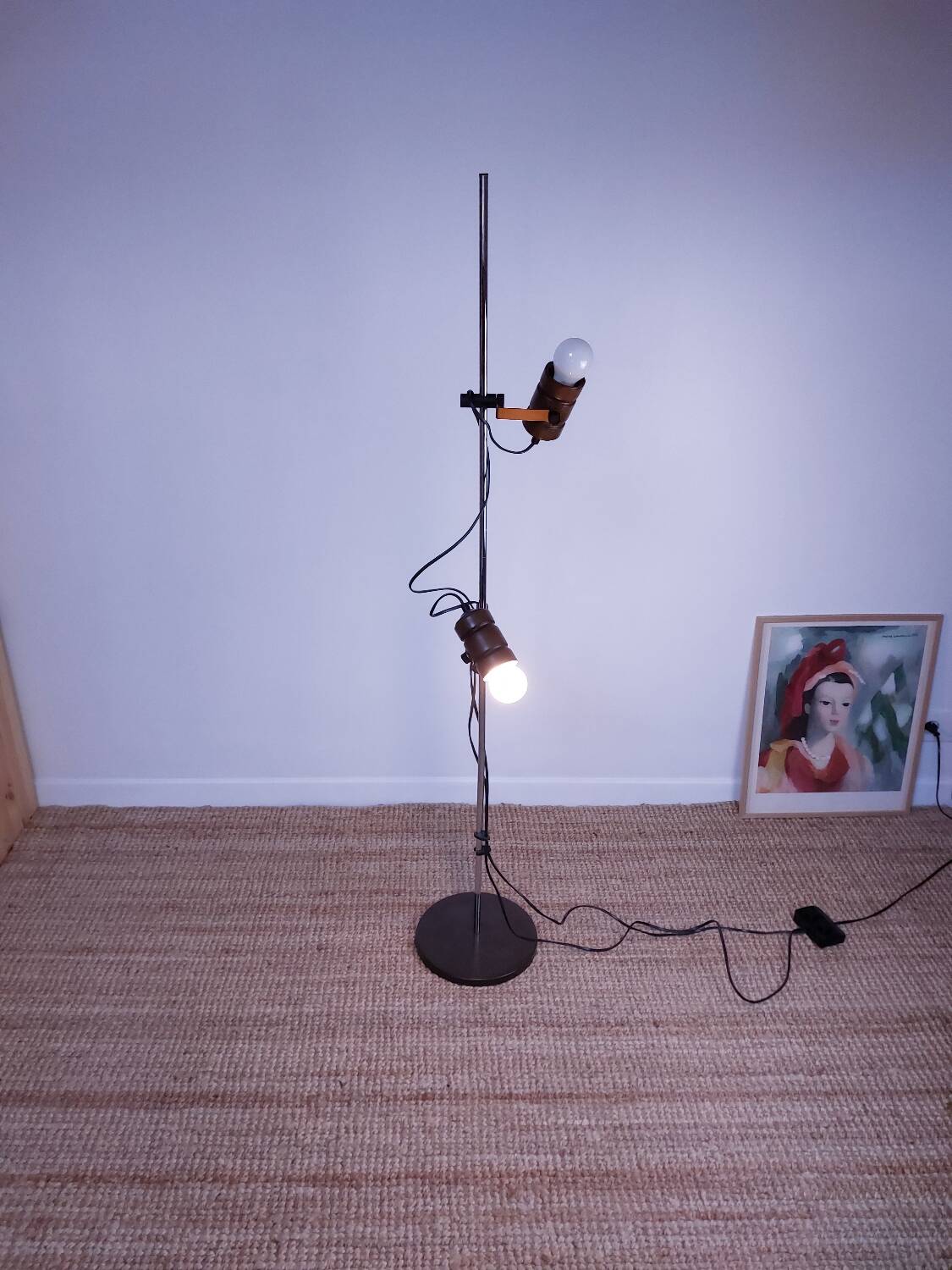 Lampadaire spots métal bois