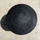 Black mango wood tripod side table with a semi-spherical top, height: 45 cm, diameter: 44 cm.
