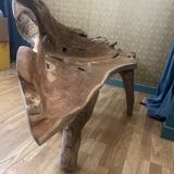 Carved teak bench