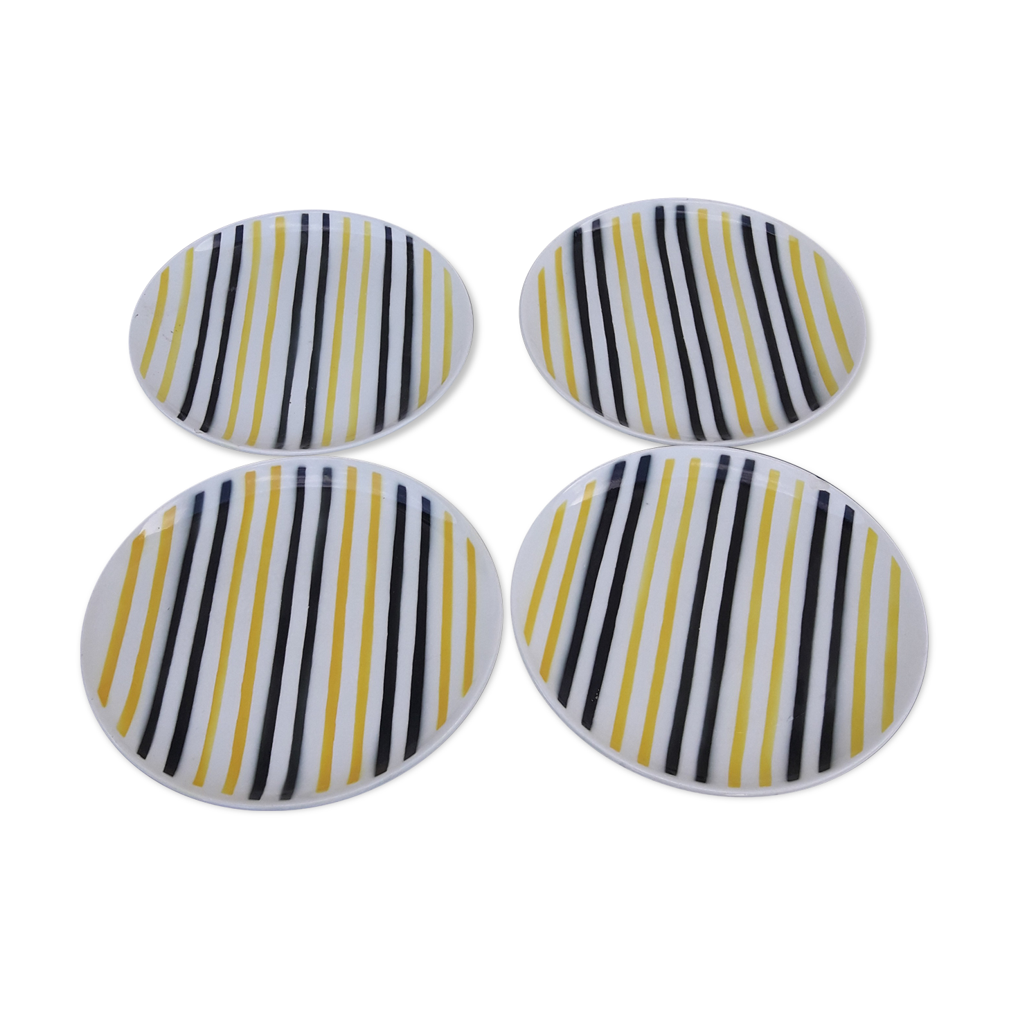4 plates Verceram A L earth striped black and yellow