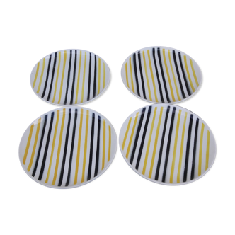 4 plates Verceram A L earth striped black and yellow