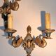 Pair of gilded bronze and green lacquer wall sconces by Maison Lucien Gau, Paris.