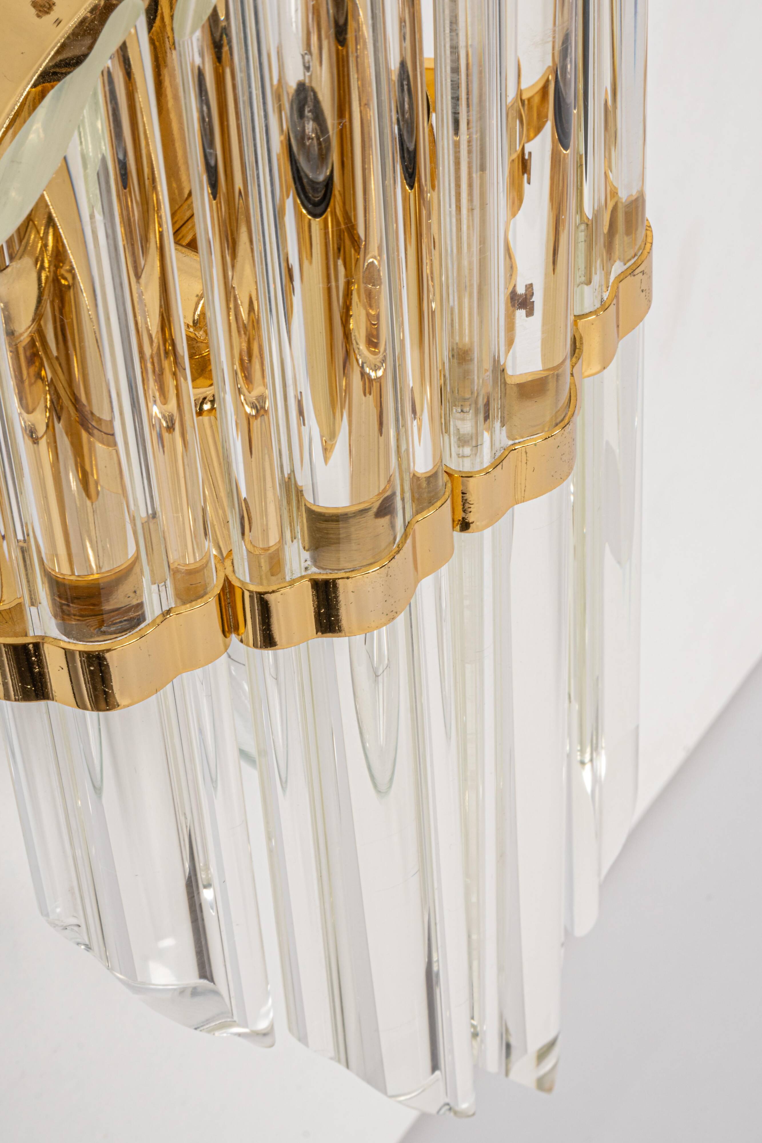 Pair of crystal glass wall sconces in the Venini style, Italy, 1970s.