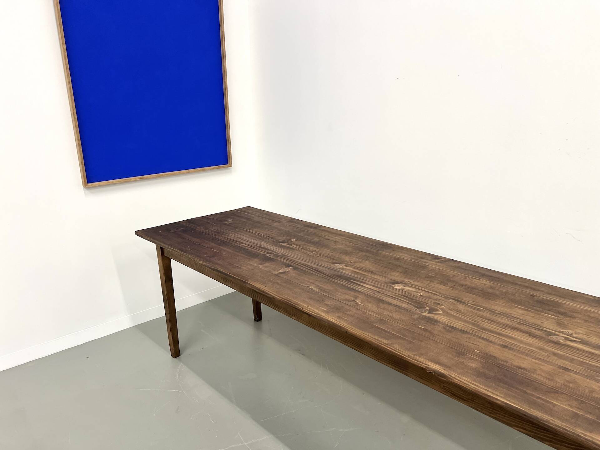 Large solid pine farmhouse table with spindle legs