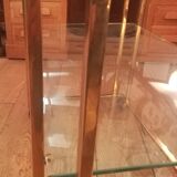 Trolley on wheels in gilded brass and beveled glass