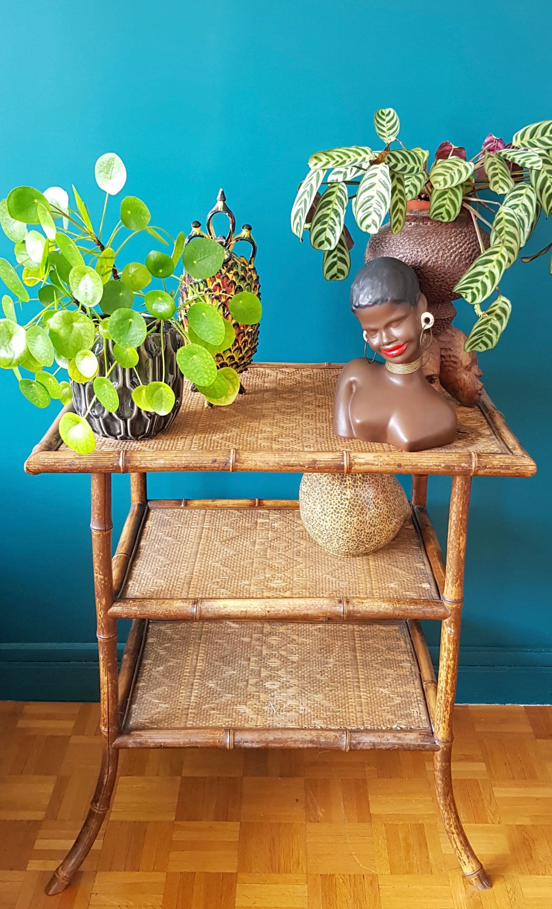 Console en rotin et bambou