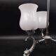 Vintage lamp 70/80 chrome dolphin fish chandelier and 3 opaline arms
