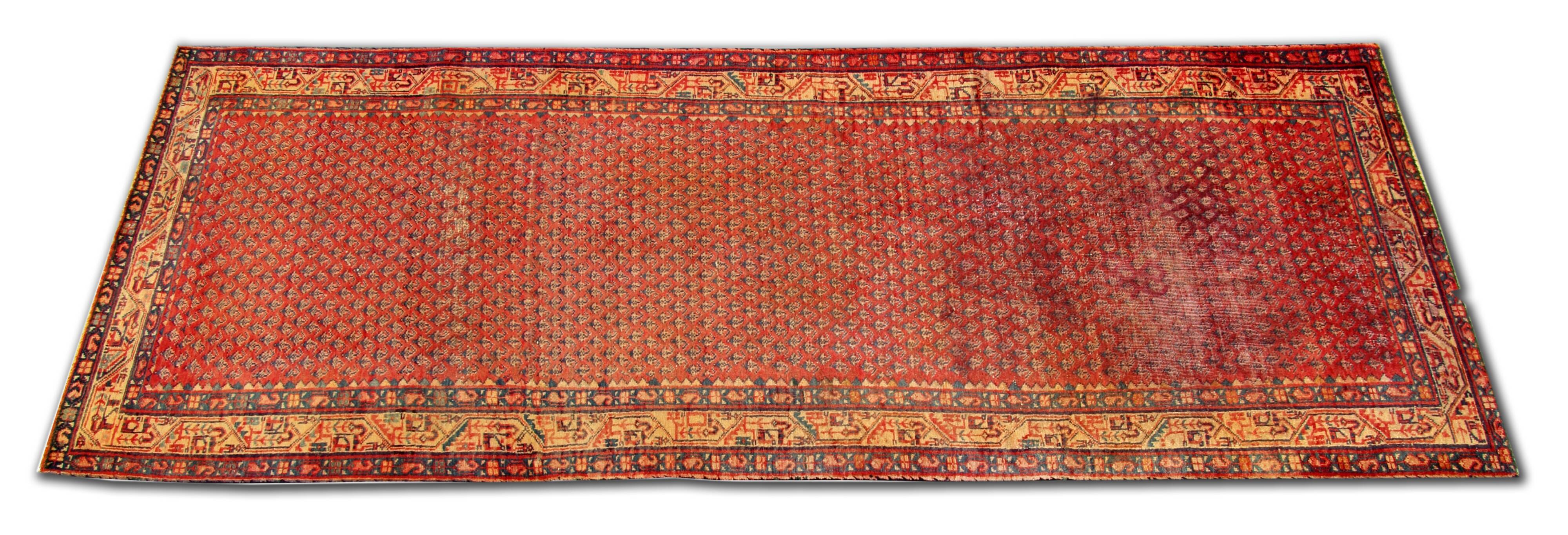 Long handmade wool persian runner traditional oriental rug- 105x320cm