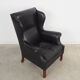 Black leather armchair, Danish design, 1970s, production: Denmark