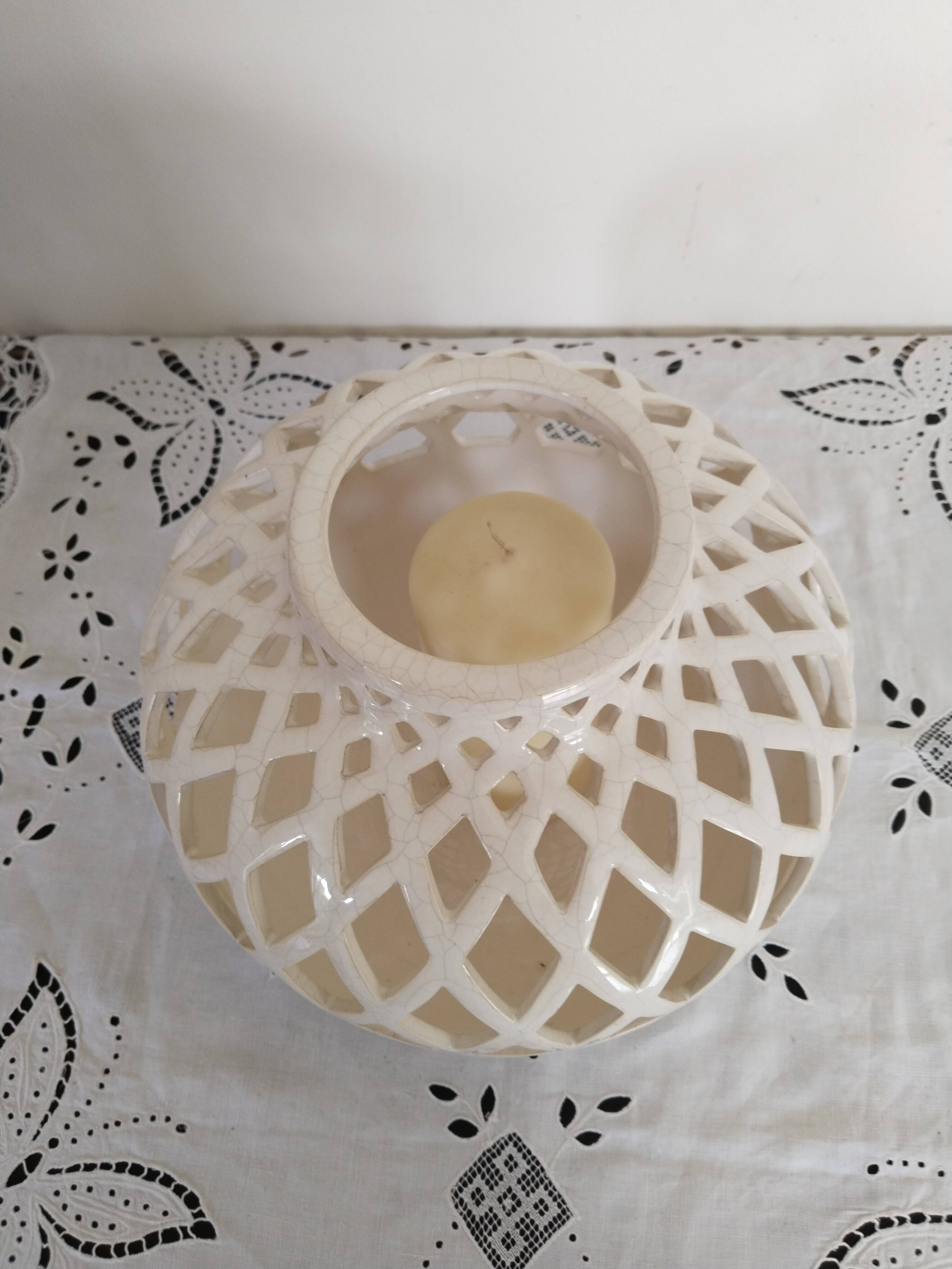 Anthropologie Diamond-Pierced Hurricane Tealight Holder