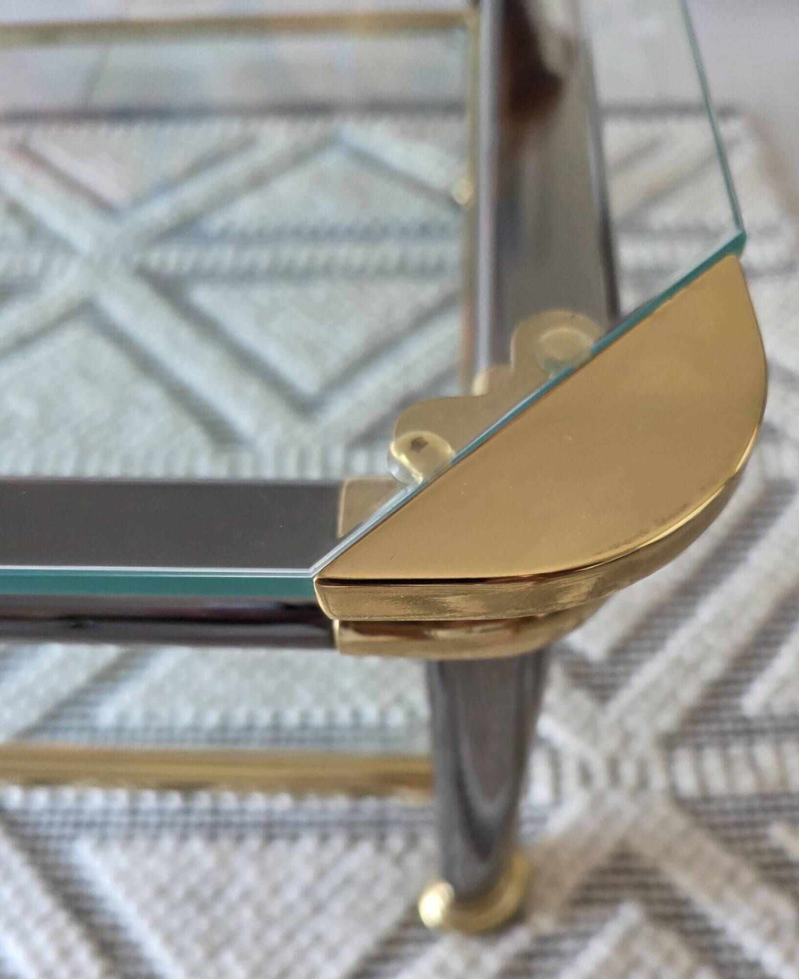 Italian coffee table Mara in brass and glass