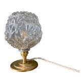 Vintage globe table lamp in molded glass