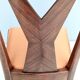 Set of Six Walnut Dining Chairs with Orange Fabric in the Style of Parisi