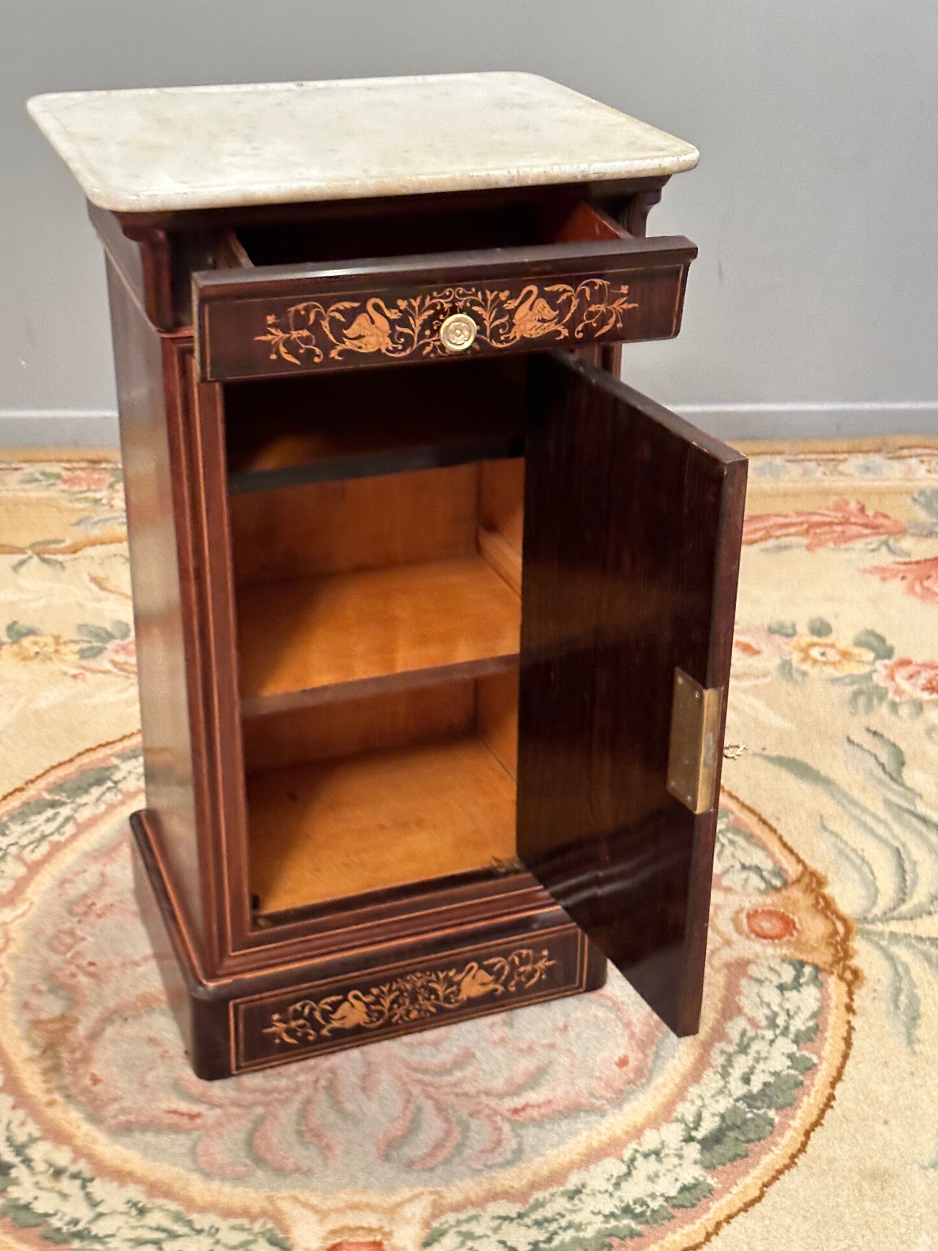 Bedside of the period Charles X in marquetry XIXth