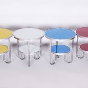Small Czech Bauhaus Spruce and Chrome Side Table from Kovona, 1930s