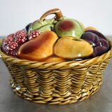 Old basket with lid fruits slurry Sarreguemines 40s